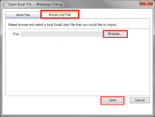Selecting a File for Import
